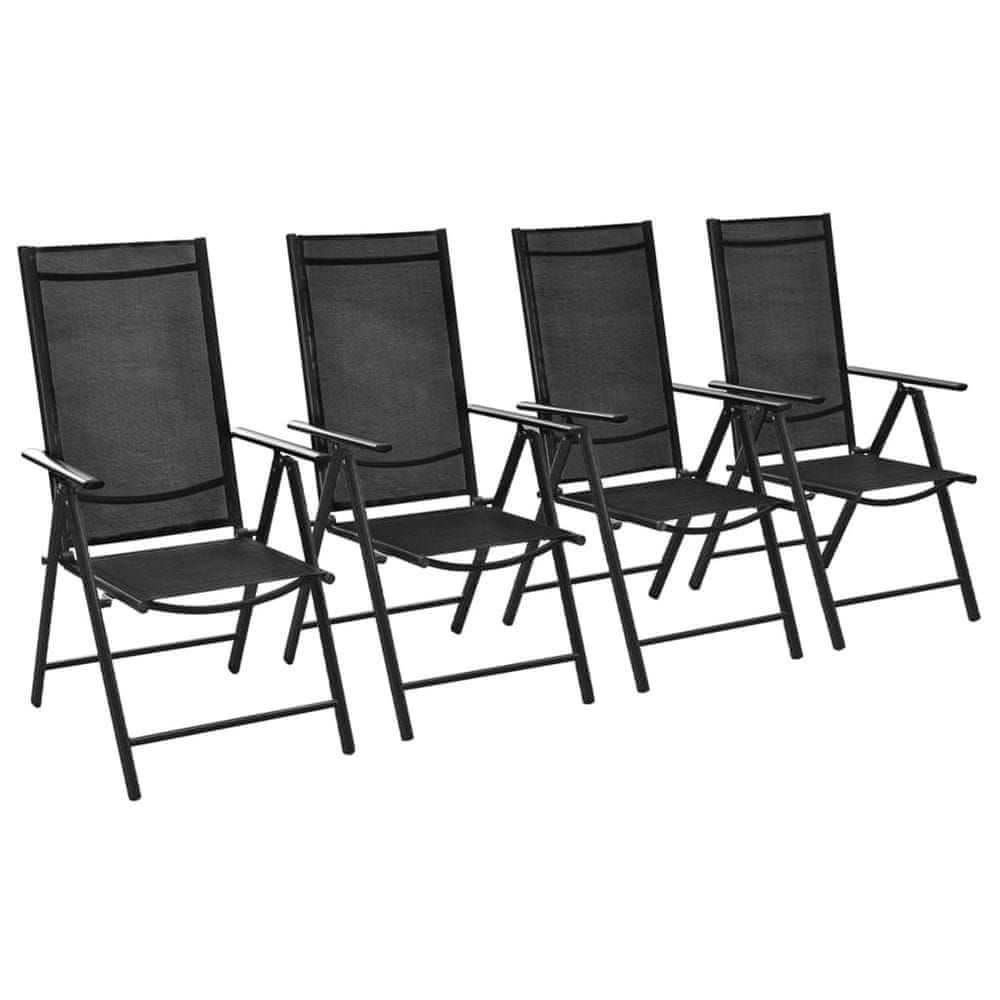 Petromila vidaXL Skladacie záhradné stoličky 4 ks, hliník a textilén, čierne